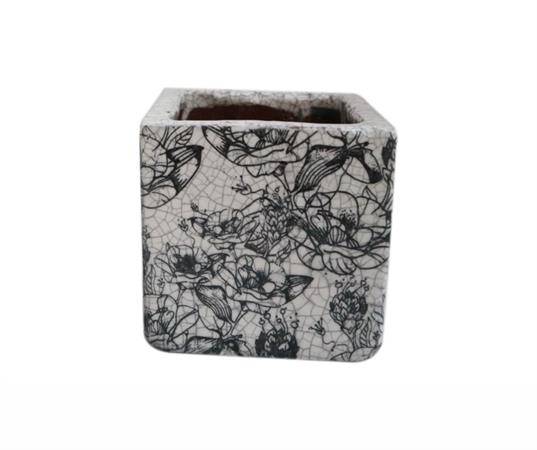 Vaso quadrato cracklè 13x13 cm